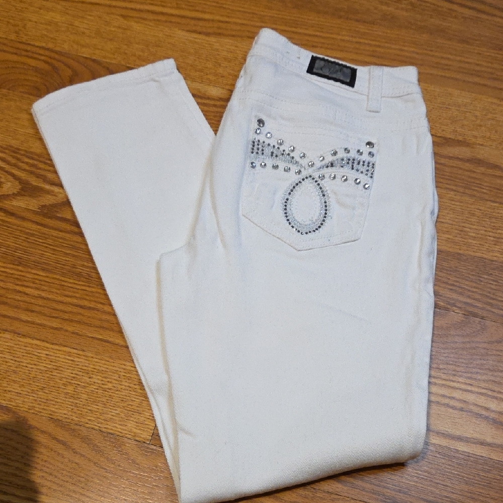 Earl Jeans White Denim with Rhinestone Detail